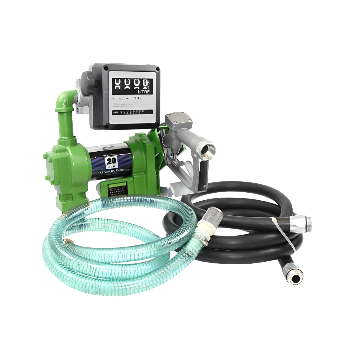 Bomba eléctrica 12V antiexplosión - gasolina, diesel, kerosene-75LPM con medidor/maguera /pistola mecanica 3/4 