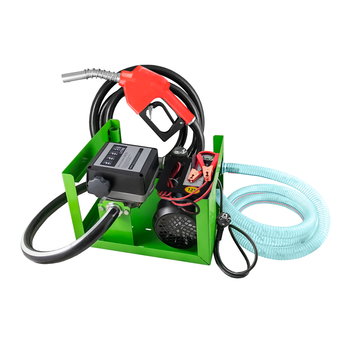 Bomba eléctrica 12V antiexplosión- diesel, alcohol y aceites- 70LPM con maguera/medidor/pistola automatica 3/4 